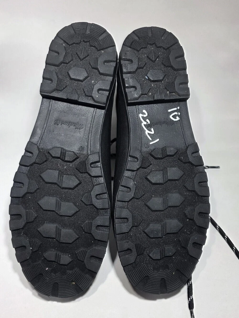 Madewell MA442 Black Rubber Rain Boots Lace Up Waterproof Women's Size 10